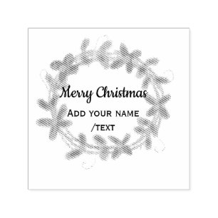 Colourful watercolor Christmas wreath garland add Self-inking Stamp