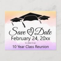 Colourful Watercolor Class Reunion Save The Date