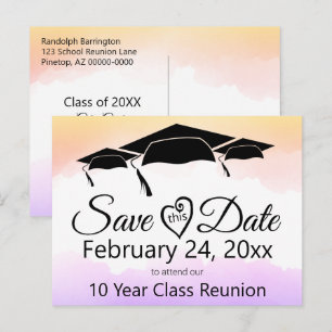 Colourful Watercolor Class Reunion Save The Date  Postcard