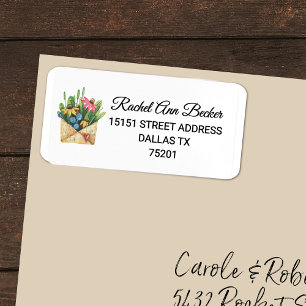 Colourful Watercolor Coneflower & Greenery Address Label