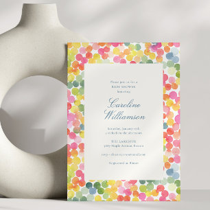 Colourful Watercolor Confetti Modern Baby Shower Invitation