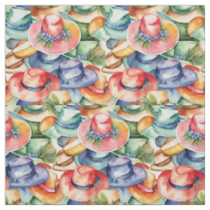 Colourful Watercolor Cowboy Hats Western Style Ar Fabric