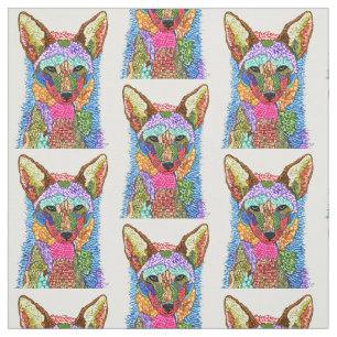 Colourful Watercolor Coyote Fabric