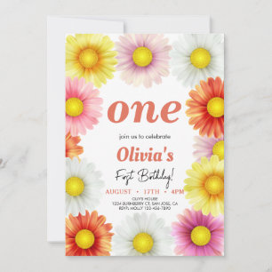 Colourful Watercolor Daisies birthday Invitation