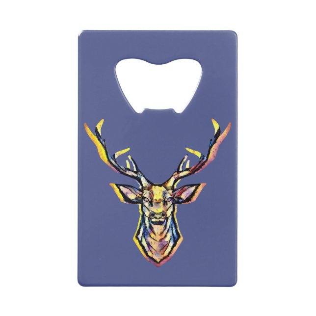 Colourful Watercolor Deer Head Art  (Front)