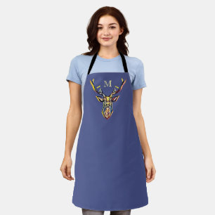 Colourful Watercolor Deer Head Art Apron