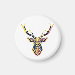 Colourful Watercolor Deer Head Art Magnet