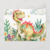 colourful Watercolor Dinosaur Postcards