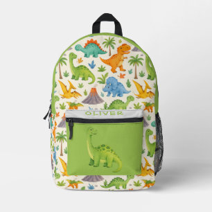 Colourful Watercolor Dinosaurs Printed Backpack