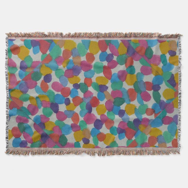 Colourful Watercolor Dots Throw Blanket (Front)