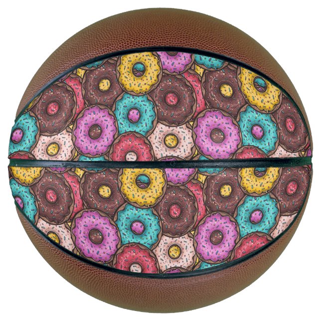 Colourful Watercolor Doughnuts with Sprinkles Patt Basketball (Front)