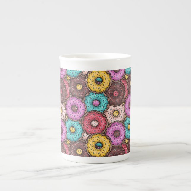 Colourful Watercolor Doughnuts with Sprinkles Patt Bone China Mug (Front)