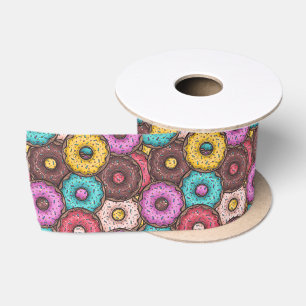 Colourful Watercolor Doughnuts with Sprinkles Patt Satin Ribbon