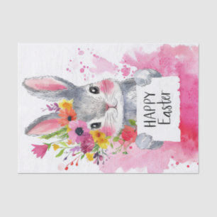 Colourful watercolor Easter Bunny and Flowers Tissue Paper