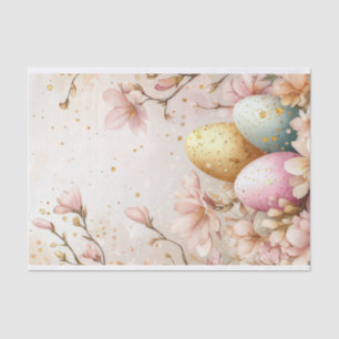 Colourful watercolor Easter Eggs and Flowers Tissue Paper