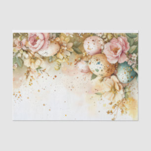 Colourful watercolor Easter Eggs and Flowers Tissue Paper