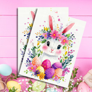 Colourful watercolor Easter Eggs and Flowers Tissue Paper