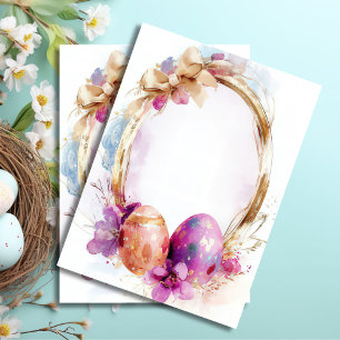Colourful watercolor Easter Eggs and Flowers Tissue Paper