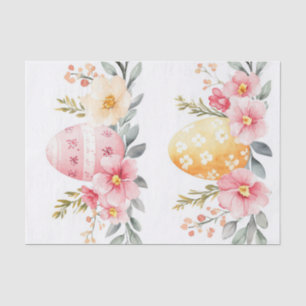 Colourful watercolor Easter Eggs and Flowers Tissue Paper