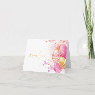 Colourful Watercolor Easter Eggs Holiday Card