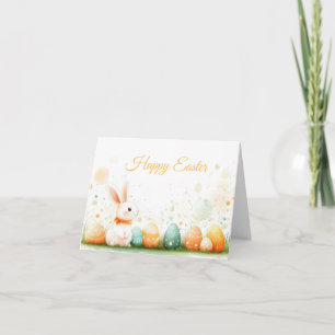 Colourful Watercolor Easter Eggs Holiday Card