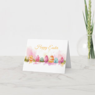 Colourful Watercolor Easter Eggs Holiday Card