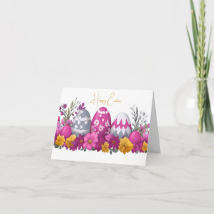 Colourful Watercolor Easter Eggs Holiday Card