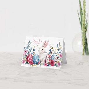 Colourful Watercolor Easter Eggs Holiday Card