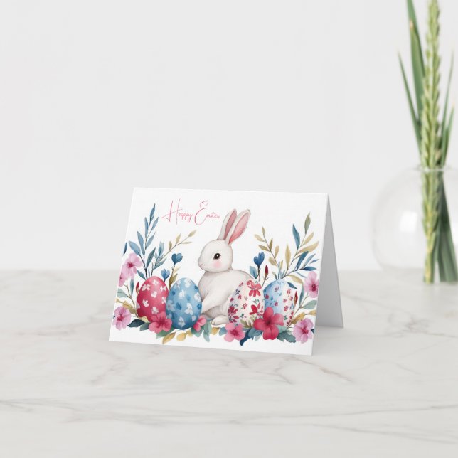 Colourful Watercolor Easter Eggs Holiday Card (Front)