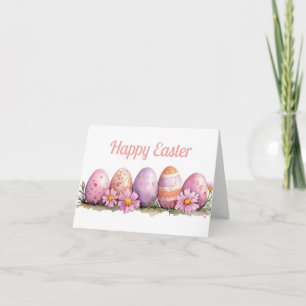 Colourful Watercolor Easter Eggs Holiday Card