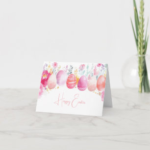 Colourful Watercolor Easter Eggs Holiday Card