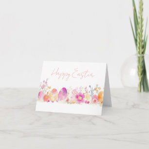 Colourful Watercolor Easter Eggs Holiday Card