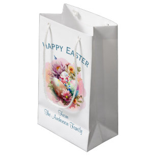 Colourful Watercolor Easter Eggs Small Gift Bag