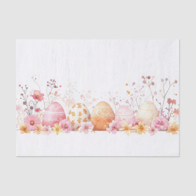 Colourful watercolor Easter Eggs Tissue Paper (Front)