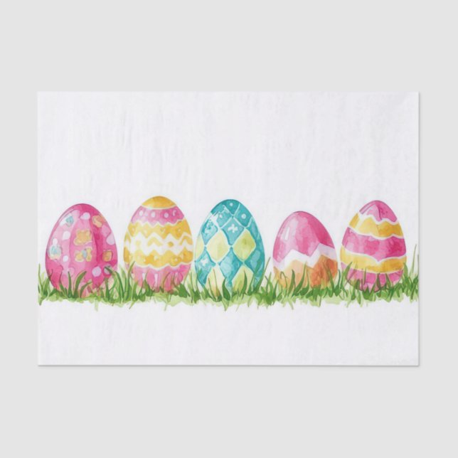 Colourful watercolor Easter Eggs Tissue Paper (Front)