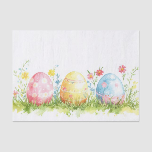 Colourful watercolor Easter Eggs Tissue Paper (Front)