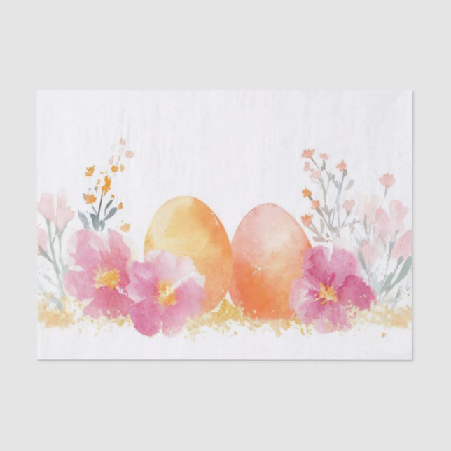 Colourful watercolor Easter Eggs Tissue Paper (Front)