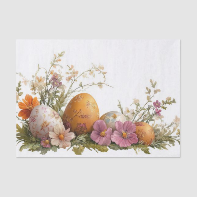 Colourful watercolor Easter Eggs Tissue Paper (Front)