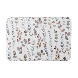 Colourful Watercolor Eucalyptus Leaves  Bath Mat
