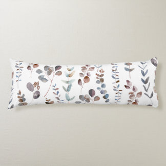 Colourful Watercolor  Eucalyptus Leaves Pattern  Body Cushion