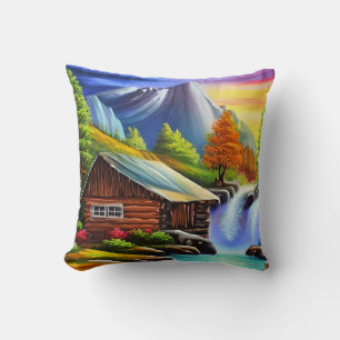 Colourful Watercolor Fantasy Tropical Painting Cushion