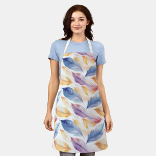 Colourful Watercolor Feathers Apron