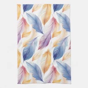 Colourful Watercolor Feathers Tea Towel