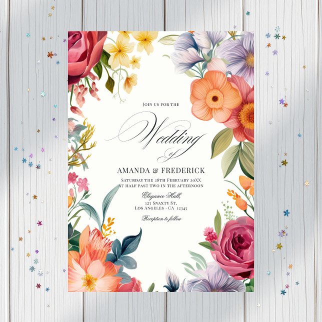 Colourful Watercolor Fiesta Wedding with QR Code Invitation (Colorful Watercolor Fiesta Wedding with QR Code Invitation)