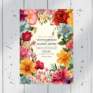 Colourful Watercolor Fiesta Wedding with QR Code Invitation