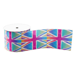 Colourful Watercolor Flag of England Grosgrain Ribbon