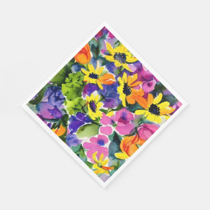 Colourful Watercolor Floral Art Napkin