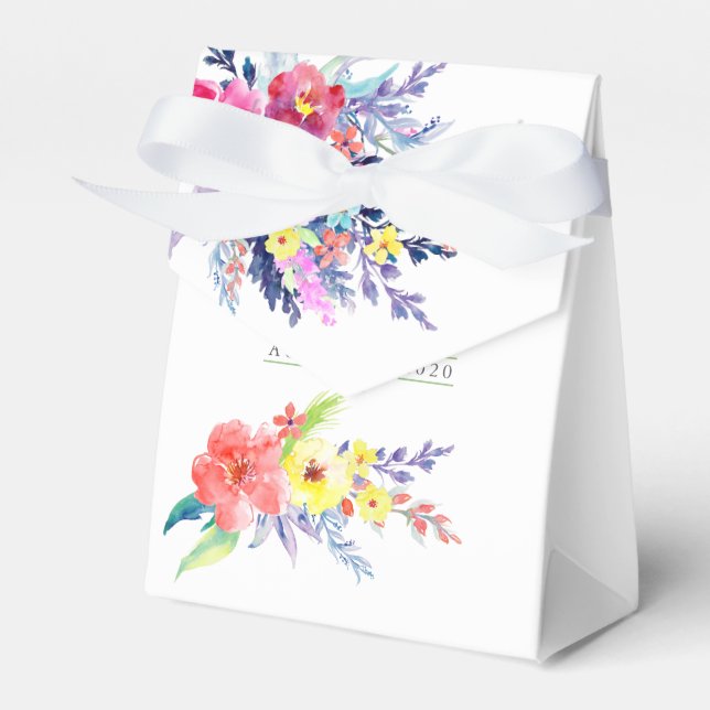 Colourful Watercolor Floral Baby Shower Favour Box (Front Side)