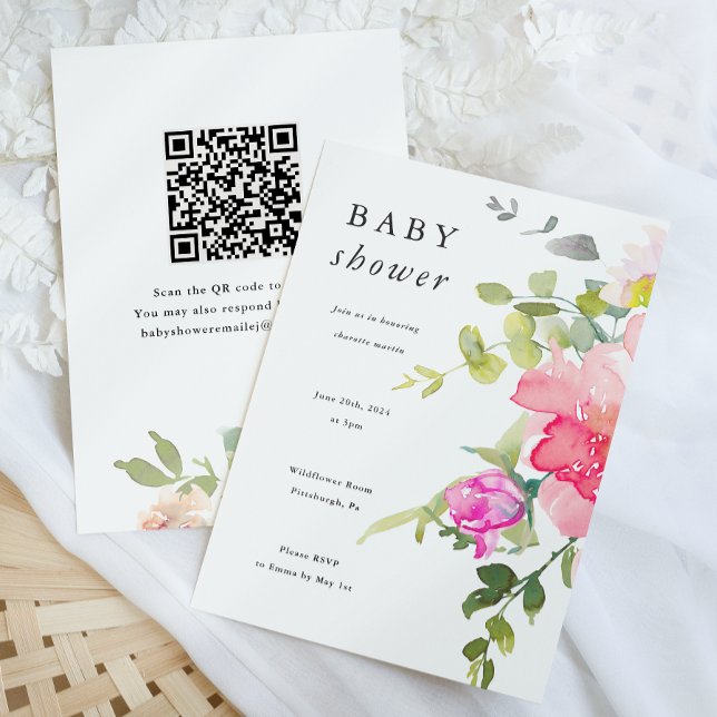 Colourful Watercolor Floral Baby Shower  Invitation (Creator Uploaded)