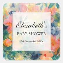 Colourful Watercolor Floral Baby Shower